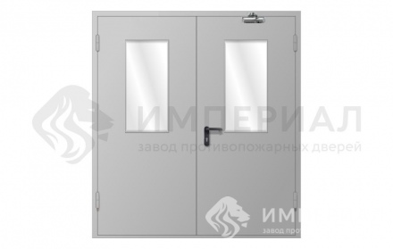 Двупольная остекленная противопожарная дверь (доводчик) ДПСО-2-001A